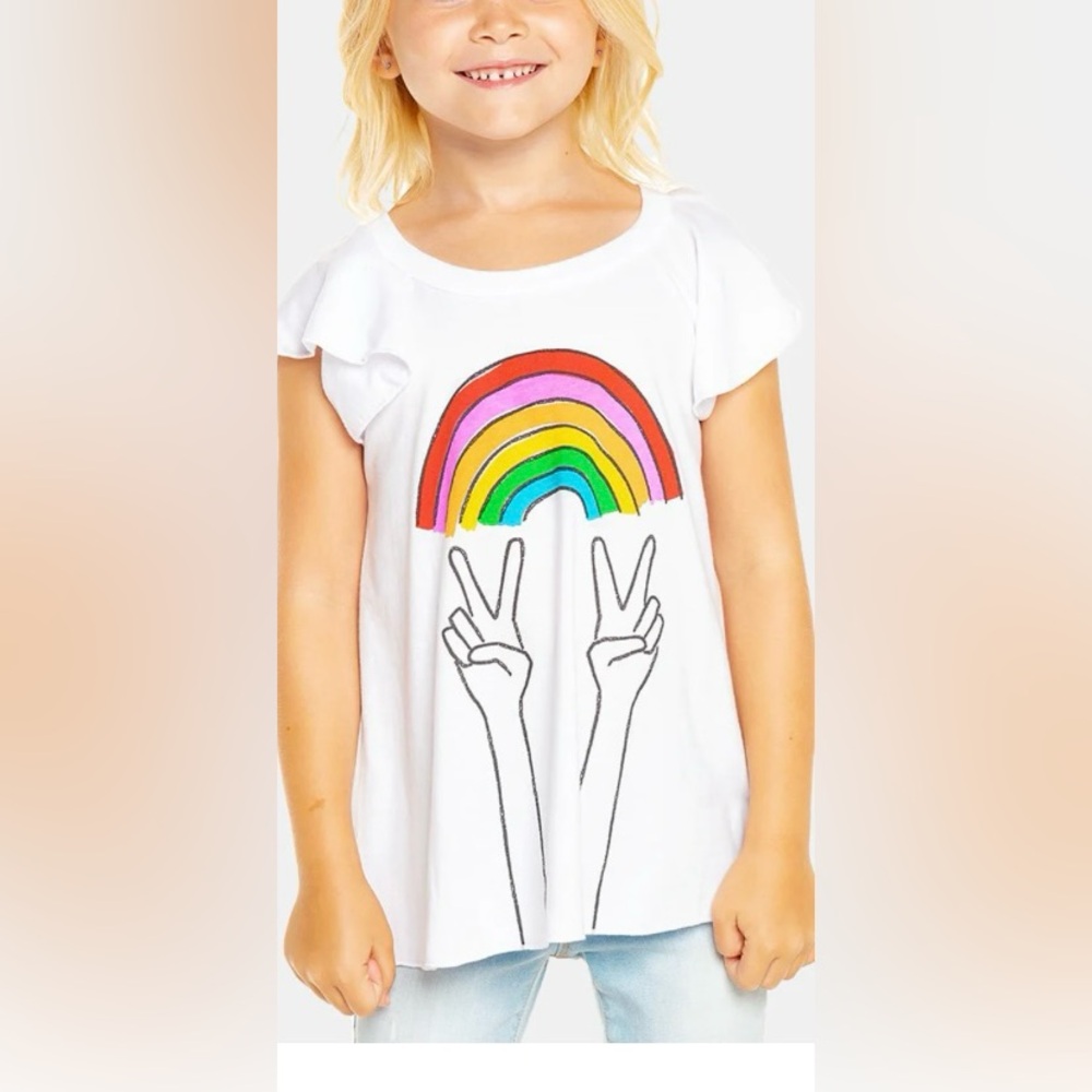 Chaser white t shirt w rainbow and peace sign New 🆕